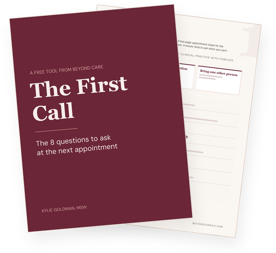 The two pages of The First Call guide