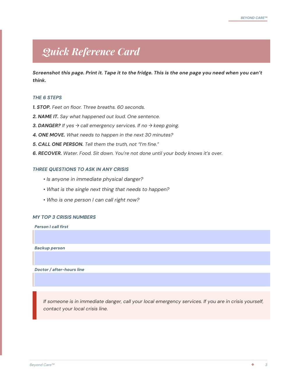 Quick Reference Card